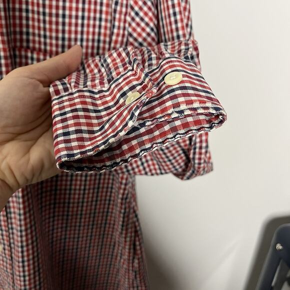 Vintage Gitman Bros Shirt Men's Size L Red Blue Check Print Cotton Flawed Read - Picture 7 of 13